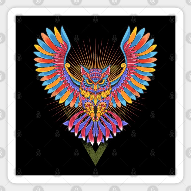 Owl colorful ornament Sticker by Mako Design 